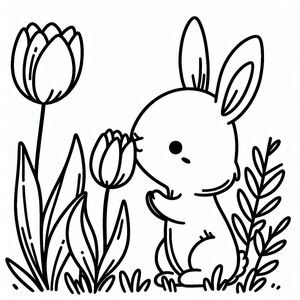 A bunny with a flower in its hand