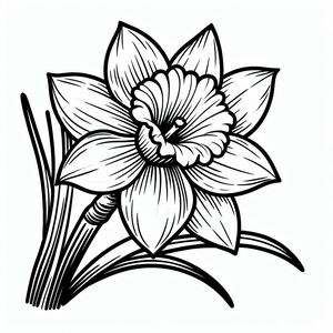 A black and white drawing of a flower