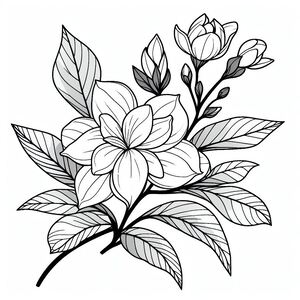 A black and white drawing of a flower 3