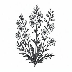 Một bản vẽ đen trắng của hoa trên nền trắng