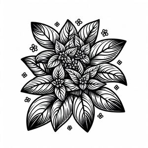 A black and white drawing of a flower 4