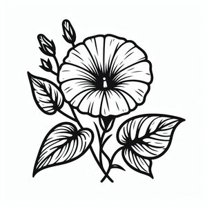 A black and white drawing of a flower