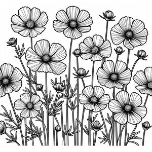 A black and white drawing of flowers 3