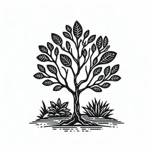 A black and white drawing of a tree 4