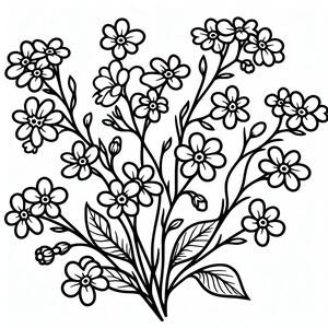 A black and white drawing of flowers