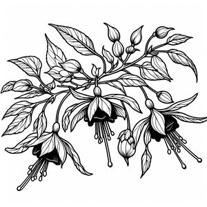 A black and white drawing of a flower