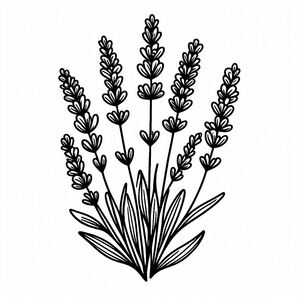 A black and white drawing of a bunch of flowers