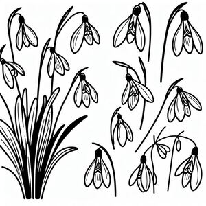 A black and white drawing of flowers