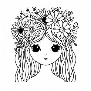 Một cô gái với những bông hoa trên tóc