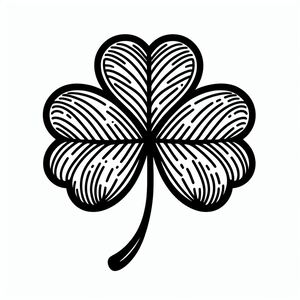 A black and white drawing of a four leaf clover