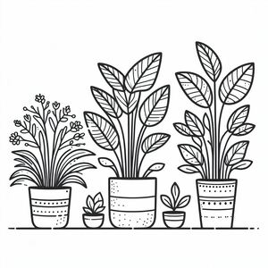 Bản vẽ đường thẳng ba chậu cây 2