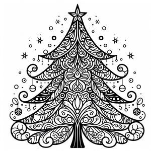 A black and white christmas tree with ornaments 2