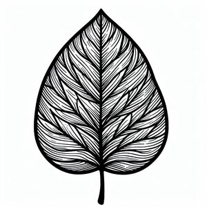 A black and white drawing of a leaf 3
