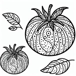 A black and white drawing of a pumpkin