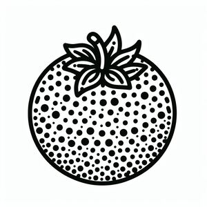 A black and white drawing of a strawberry