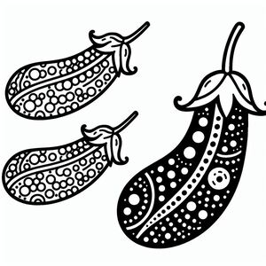 A black and white drawing of a cucumber