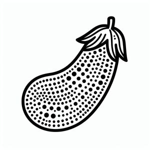 A black and white drawing of a pomegranate