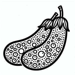 A black and white drawing of two peas