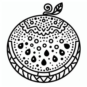 A black and white drawing of an apple