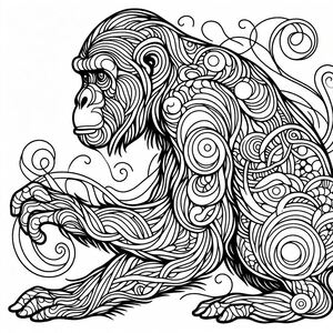 A black and white drawing of a monkey 2