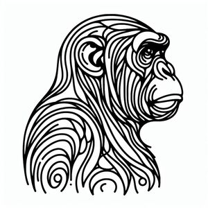 A black and white drawing of a monkey 3