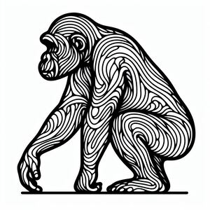 A black and white drawing of a monkey 4