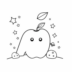 Letter A space apple