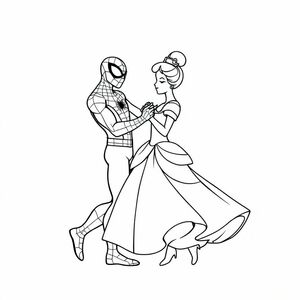 Spiderman dancing with cinderella