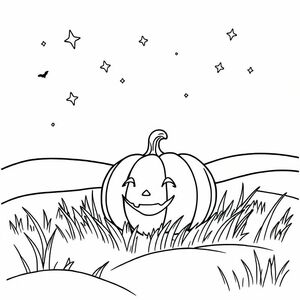 a halloween pumkin in fied at mid night 
