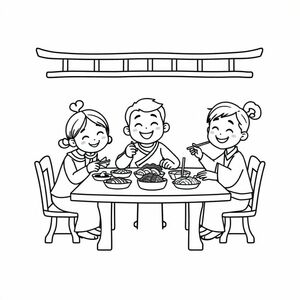 The whole family of 3 goes to eat sushi