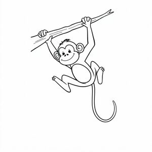 một con khỉ đang vắt vẻo trên 1 cành cây cao ngó xuống đất