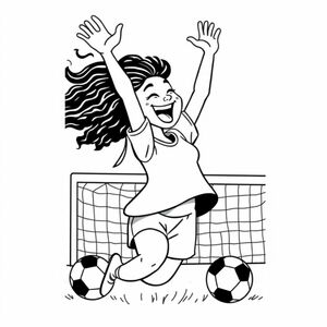 
african woman celebrating soccer goal