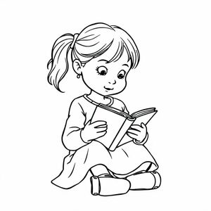 A little girl reading a book