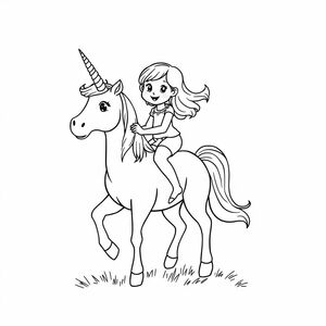 A little girl on a unicorn 