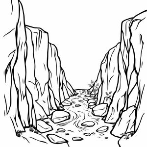 2 sides are craggy cliffs
In the middle is a gurgling stream
Many mysterious and fantastical details
More seen through the small slot