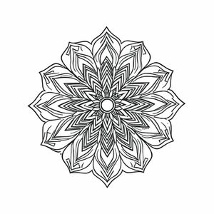 Mandala với hoa văn hình học và cánh hoa sen theo phong cách đường xăm thiêng liêng