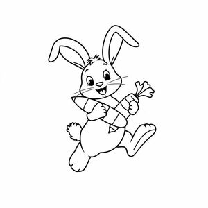 A bouncy bunny holding a carrot