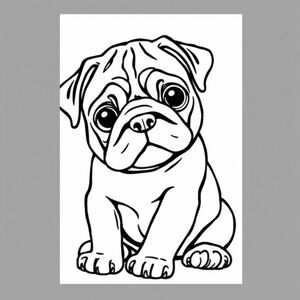 Một chú chó con pug tô màu trong sách tô màu 