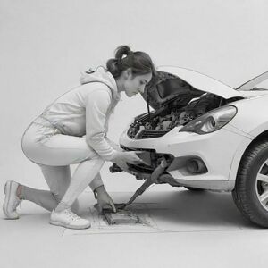 cúi xuống khỏa thân người mẫu xe sửa chữa