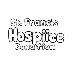 "St. Francis Hospice Donations" được viết bằng chữ bong bóng màu trắng