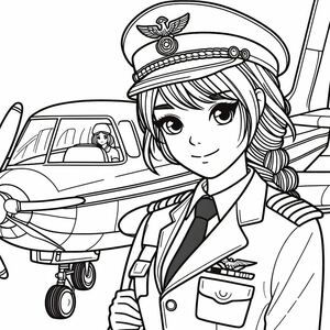 A girl pilot standing next to an airplane