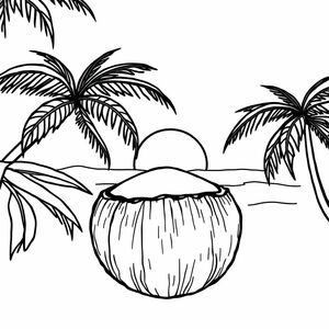 coconut with sunrise