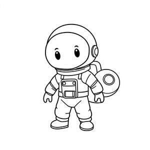 chibi space cartoon style astronaut space ship