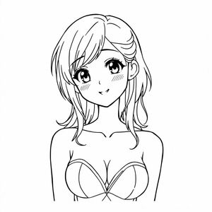  woman, anime/manga style, showing nipples 