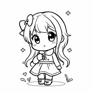 kawaii, cô gái chibi, đường đậm, phim hoạt hình trẻ em, phong cách Sanrio, anime / managa