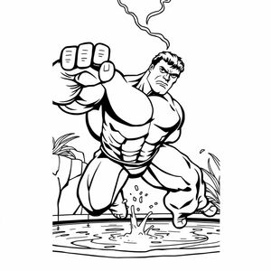 Red Hulk lặn xuống hồ bơi
