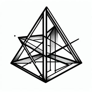 A black and white drawing of a triangle 4
