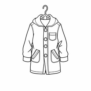  A buttoned school coat hanging, cartoon-style jacket, no texture, clean space