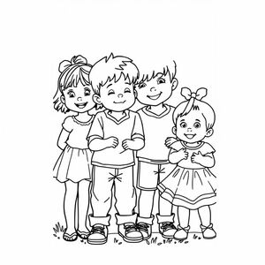 một bé gái bốn tuổi, bé trai bốn tuổi, bé trai 6 tuổi và một bé gái đang vui chơi