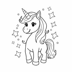 Cute unicorn with stars

